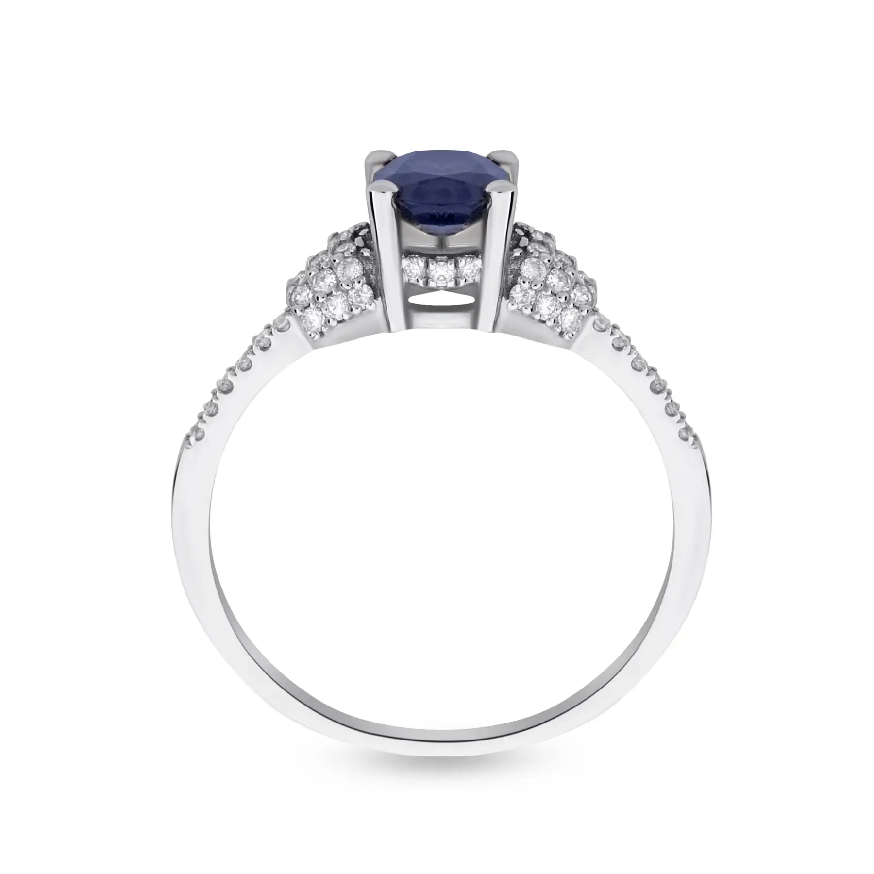 18k white gold 0.90 ct. blue sapphire and 0.23 ct.tw . diamonds ring 31099000132512