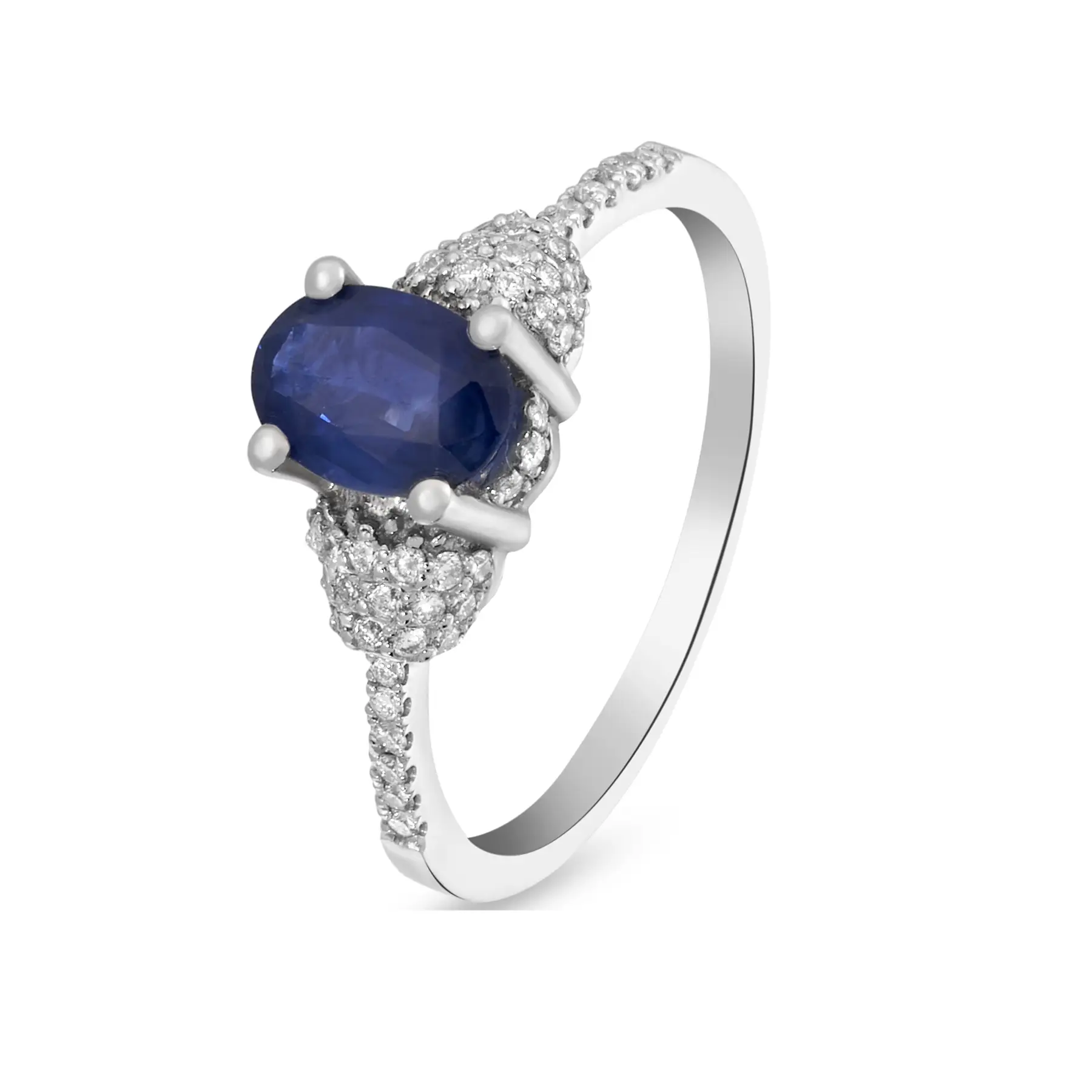 18k white gold 0.90 ct. blue sapphire and 0.23 ct.tw . diamonds ring 36670484516715