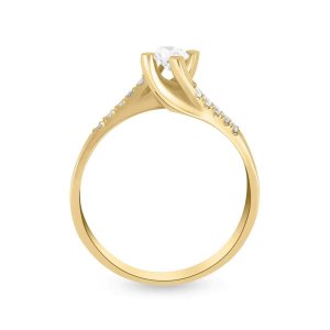 18k yellow gold 031 ct tw flame design diamond solitaire ring 13370028567400