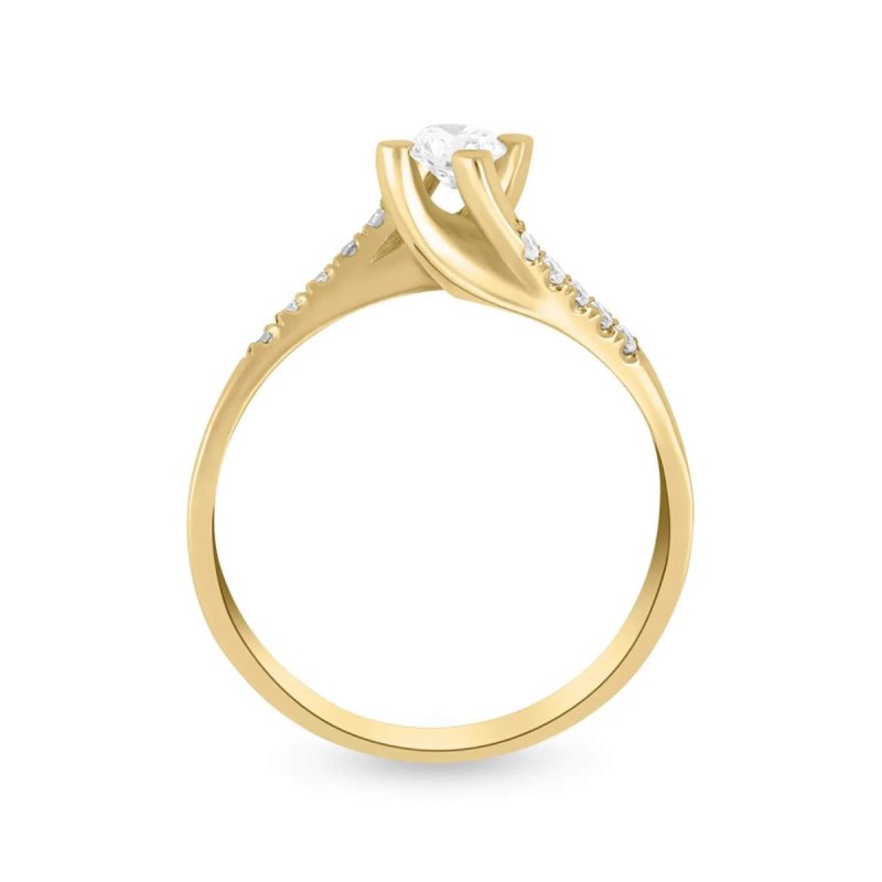 18k yellow gold 031 ct tw flame design diamond solitaire ring 13370028567400
