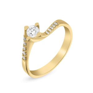 18k yellow gold 031 ct tw flame design diamond solitaire ring 93551954757586