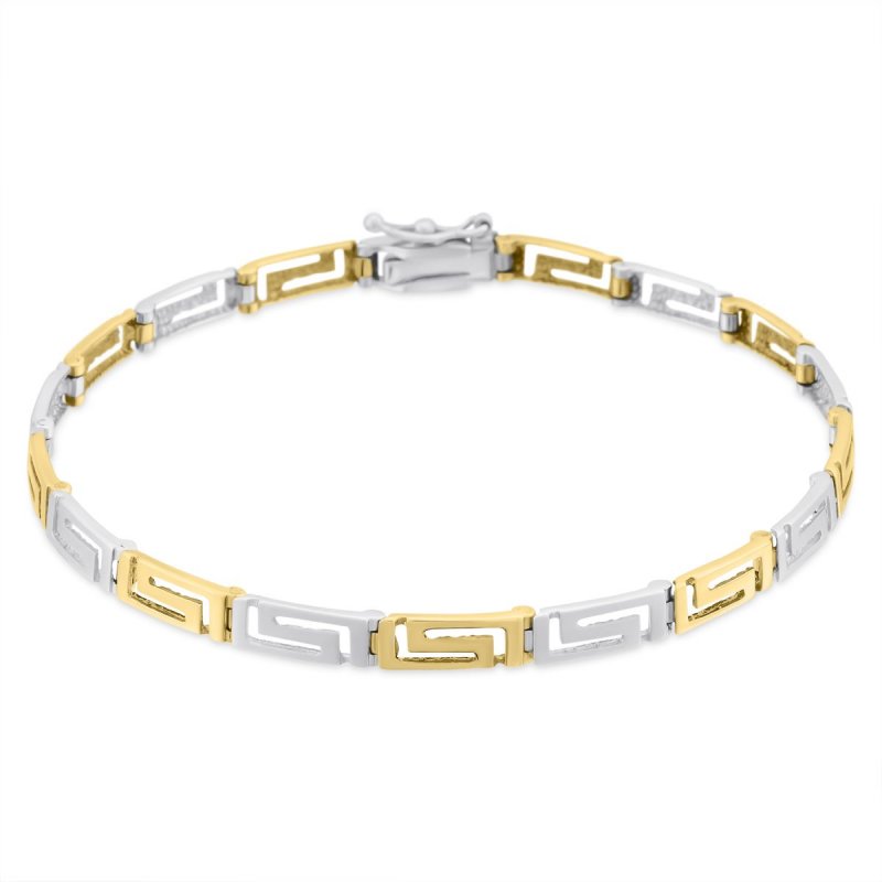 14k white and yellow gold greek key bracelet 78996 31657215526146 4be9f4c40d