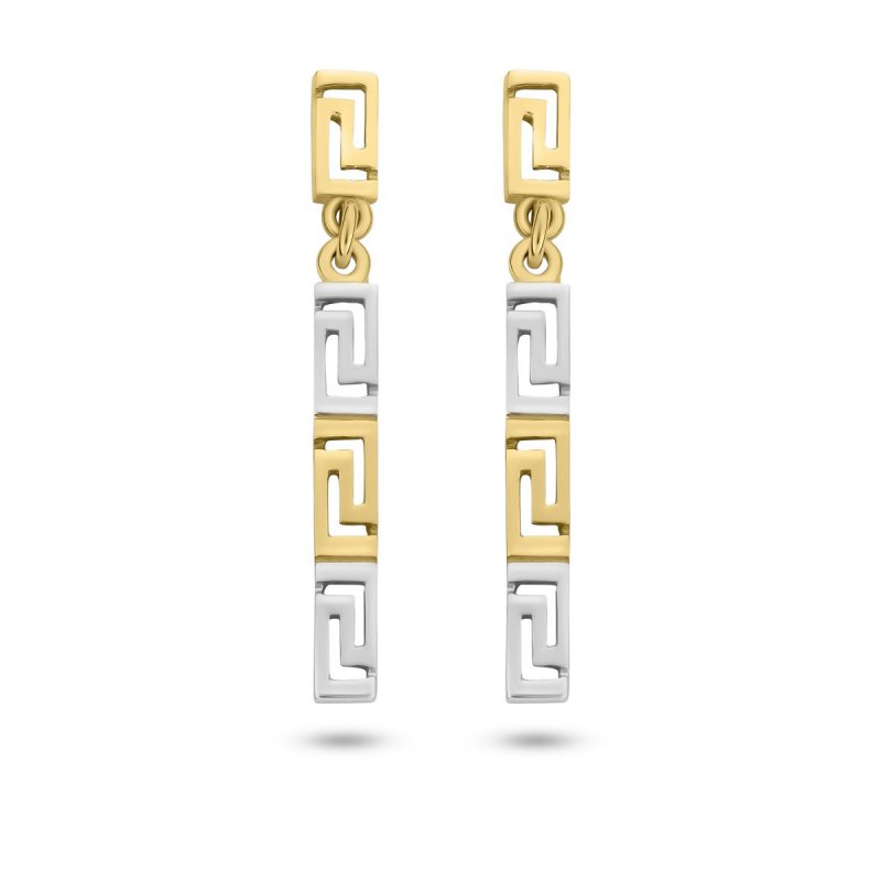 14k white and yellow gold greek key dangle earrings 77034 99251667538241 40ee3dbbd3