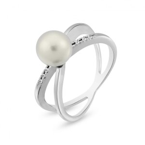 14k white gold crossover pearl ring 55360 38260650514159 befccfdfa0