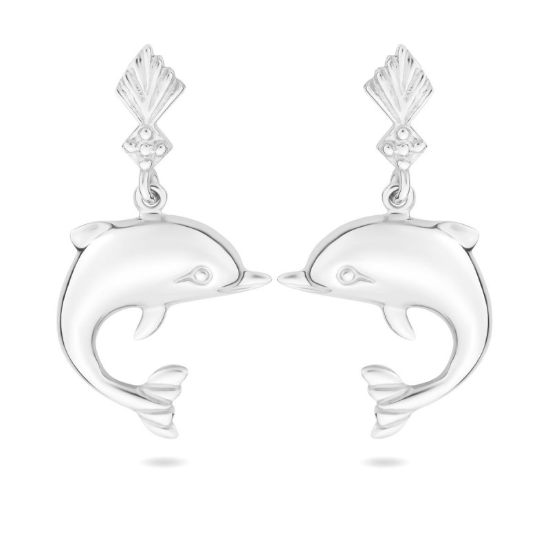 14k white gold dolphins dangle earrings 35794 15272641402449 7702379ddc