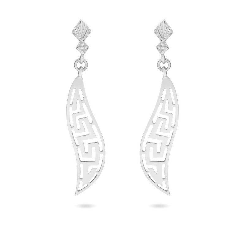 14k white gold leaf greek key dangle earrings 47975 43383141568151 077d89b5d3