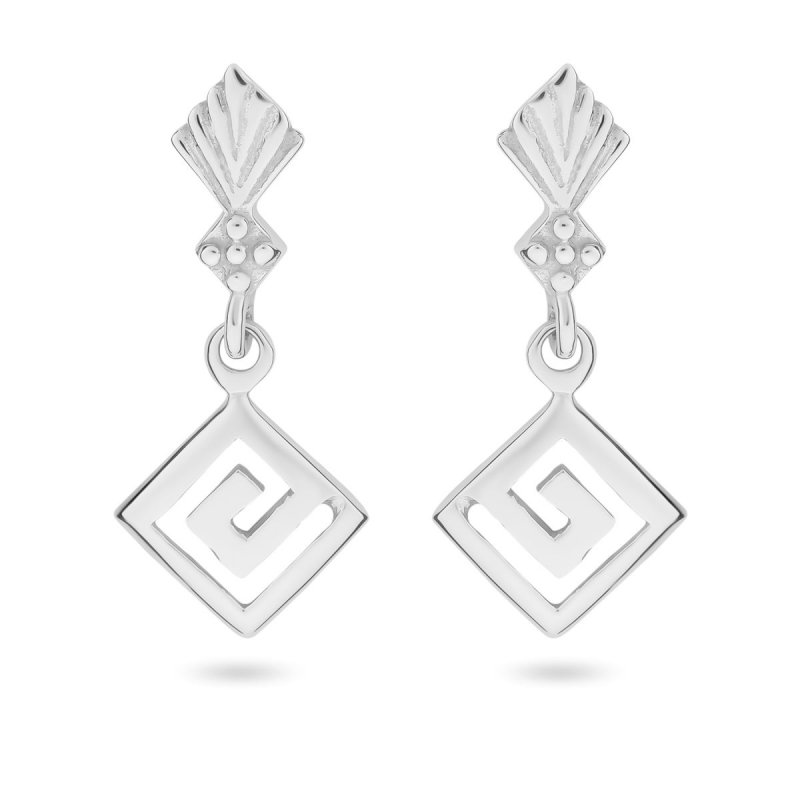 14k white gold rhombus greek key dangle earrings 68096 71147862420672 316597d334