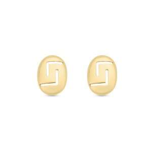 14k yellow gold small oval greek key stud earrings 75922 57904347468460 0621355178