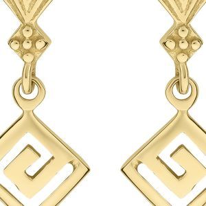 14k yellow gold small rhombus greek key dangle earrings 67852 31905246273165 8bafd0fef4