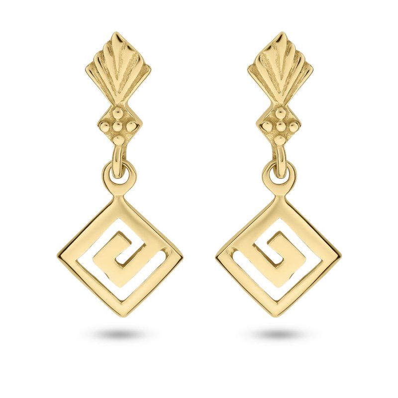 14k yellow gold small rhombus greek key dangle earrings 67852 93121249475181 33bdb23544