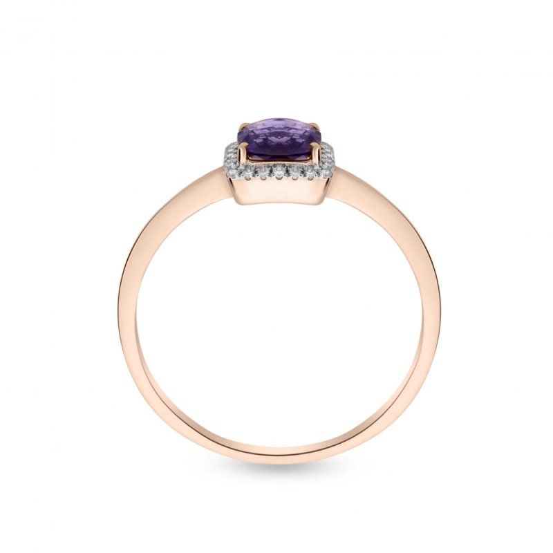 18k rose gold 0.48 ct. amethyst and 0.06 ct.tw . diamonds ring 13902794909211 223270b212
