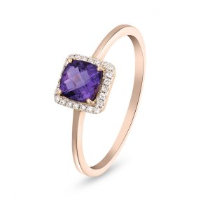 18k rose gold 0.48 ct. amethyst and 0.06 ct.tw . diamonds ring 62419430533383 1a9b011c14