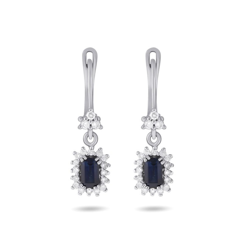 18k white gold 0.11 ct. diamonds and 0.75 ct. blue sapphires earrings 50091464751819 a9453caf07