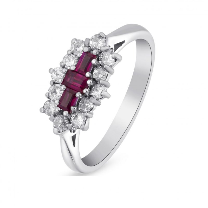 18k white gold 0.28 ct. tw. rubies and 0.54 ct. tw. diamonds cluster ring 12571251615628 14be5d5350