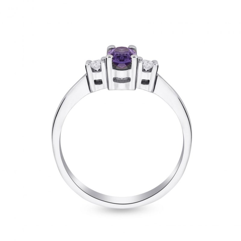 18k white gold 0.55 ct. amethyst and 0.10 ct.tw . diamonds ring 22674749436102 651b141bf4