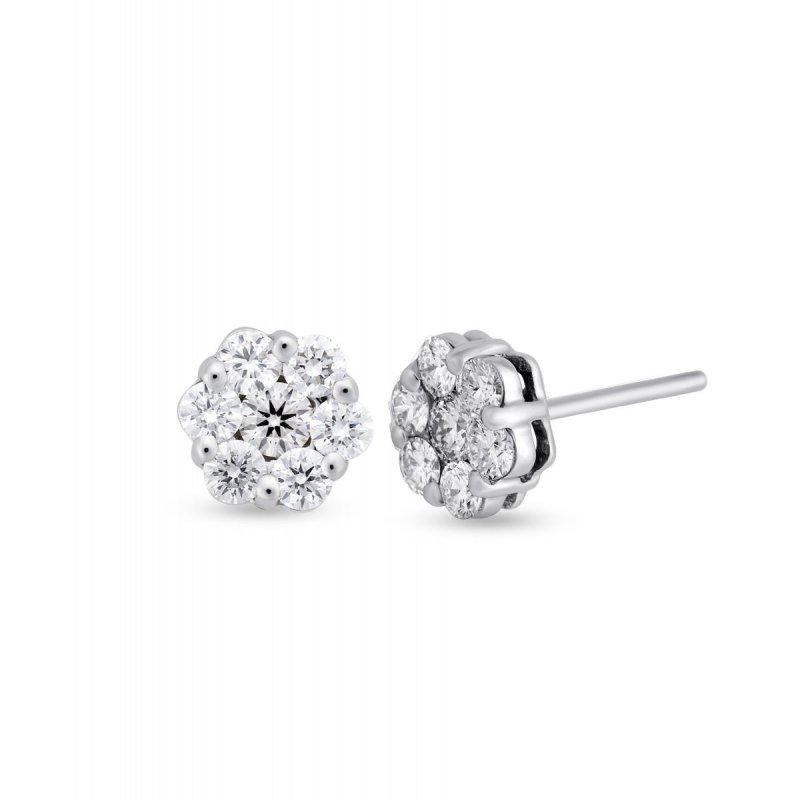 18k white gold 0.56 ct. tw. flower design diamond stud earrings 96707286999756 beb2e78805