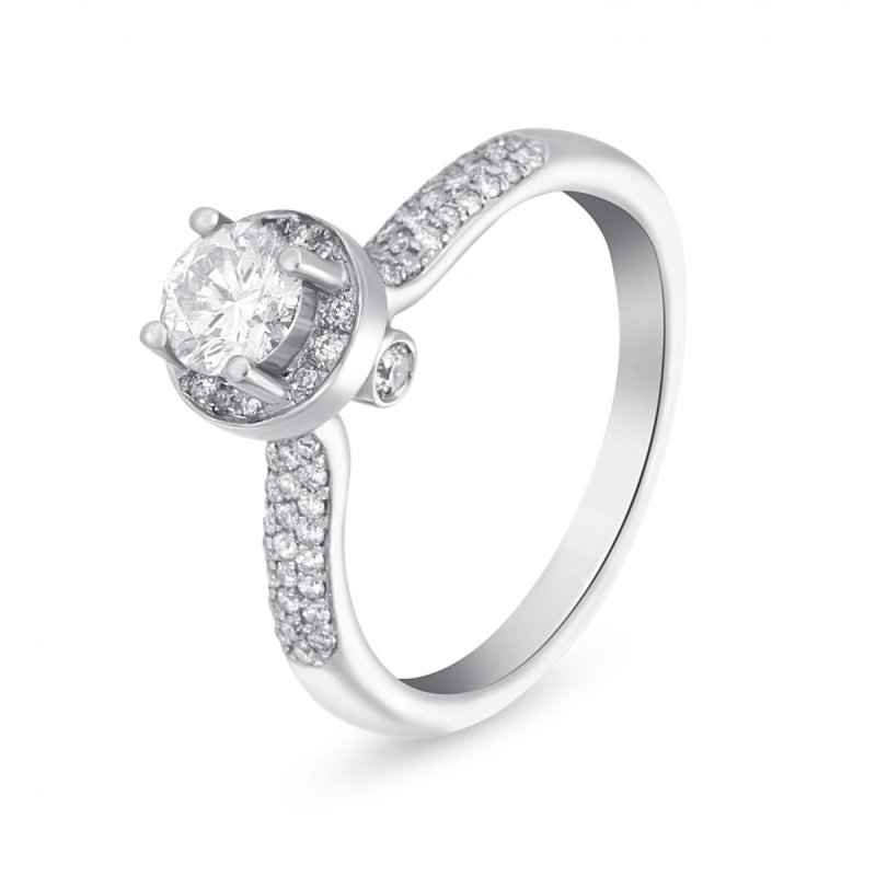 18k white gold 0.69 ct. tw. halo design diamond solitaire ring 56459058274606 9b82f9f13b