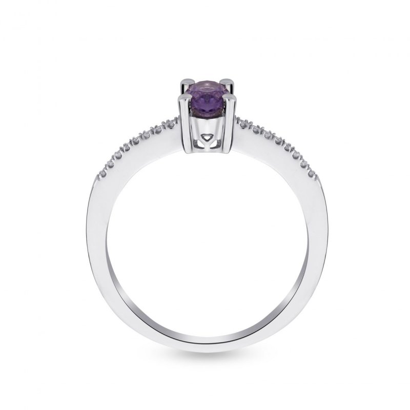 18k white gold 0.70 ct. amethyst and 0.12 ct.tw . diamonds ring 54965966883292 10589f487b