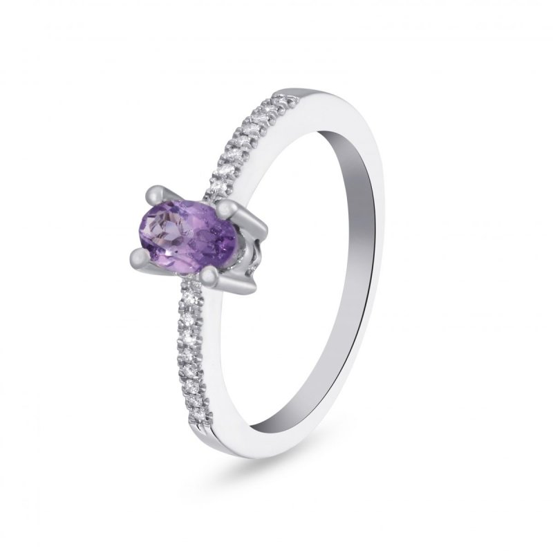 18k white gold 0.70 ct. amethyst and 0.12 ct.tw . diamonds ring 57929919907159 846aefc4d8