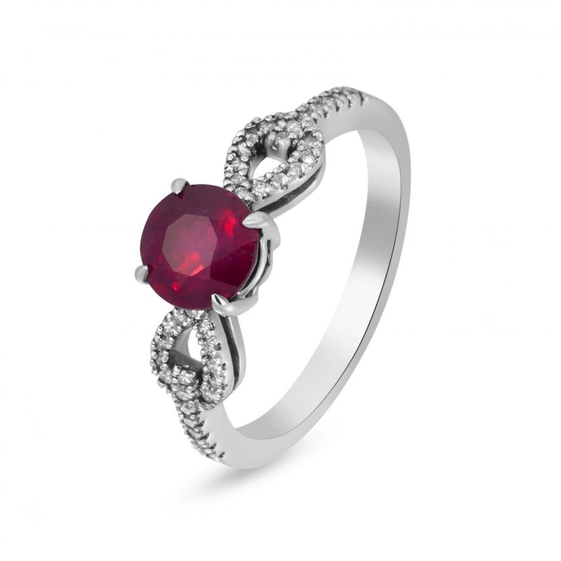 18k white gold 1.53 ct. ruby and 0.16 ct. tw. diamonds ring 70896089670866 3497e36661