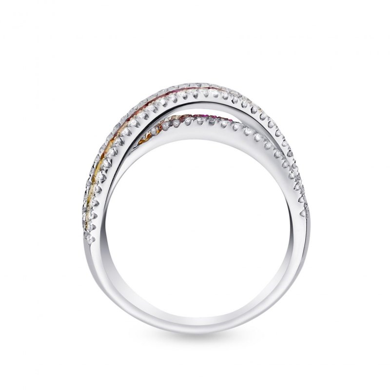 18k white gold 1.98 ct. tw. rainbow sapphire 0.58 ct. tw. crossover diamond ring 71612620880186 4d24964371