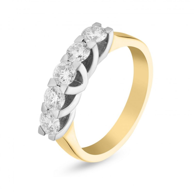 18k yellow and white gold 1.00 ct. tw. half eternity ring 97932363286766 7a326d0f3c