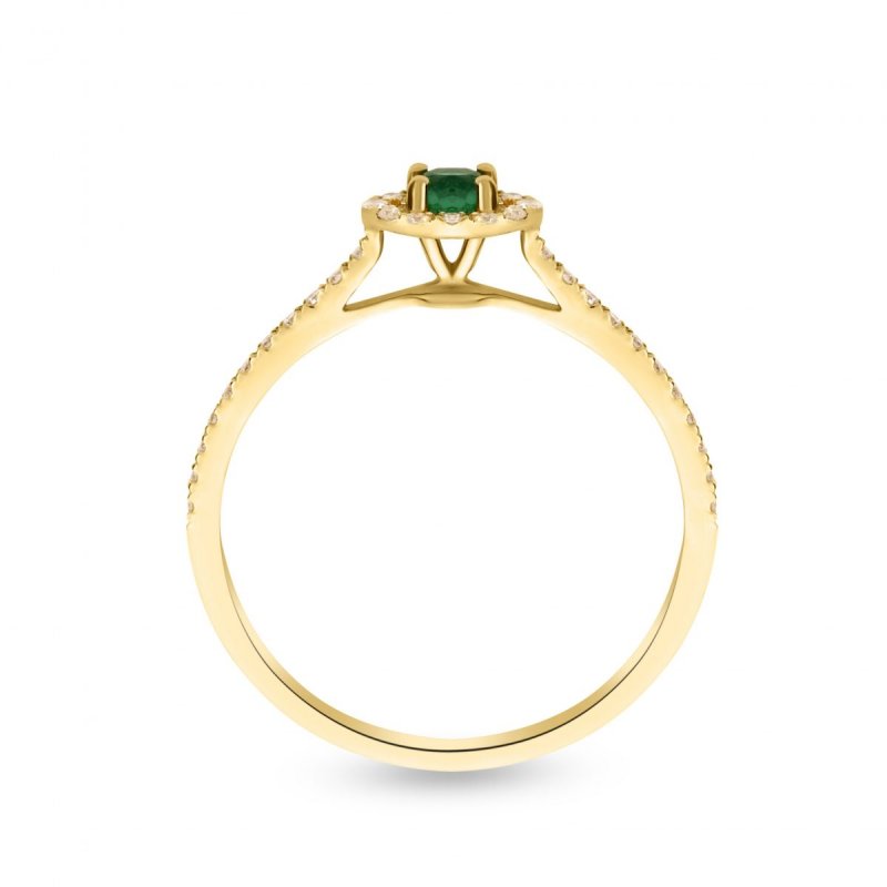 18k yellow gold 0.11 ct. emerald and 0.12 ct.tw . diamonds halo design ring 58420217162531 f22bdecfef