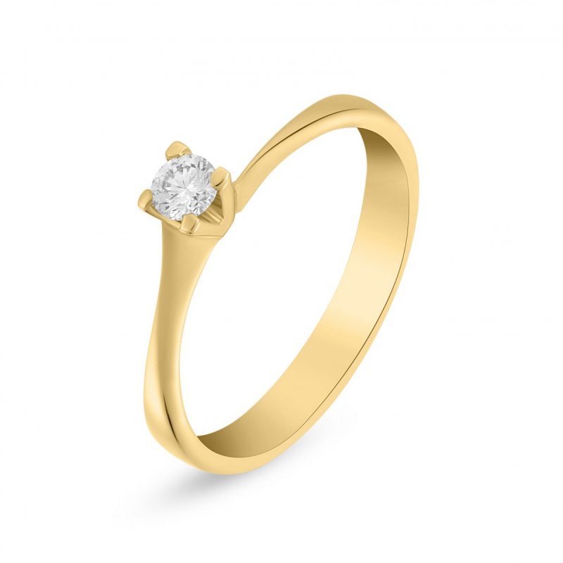18ct Yellow Gold Diamond Solitaire Ring 0.13 ct