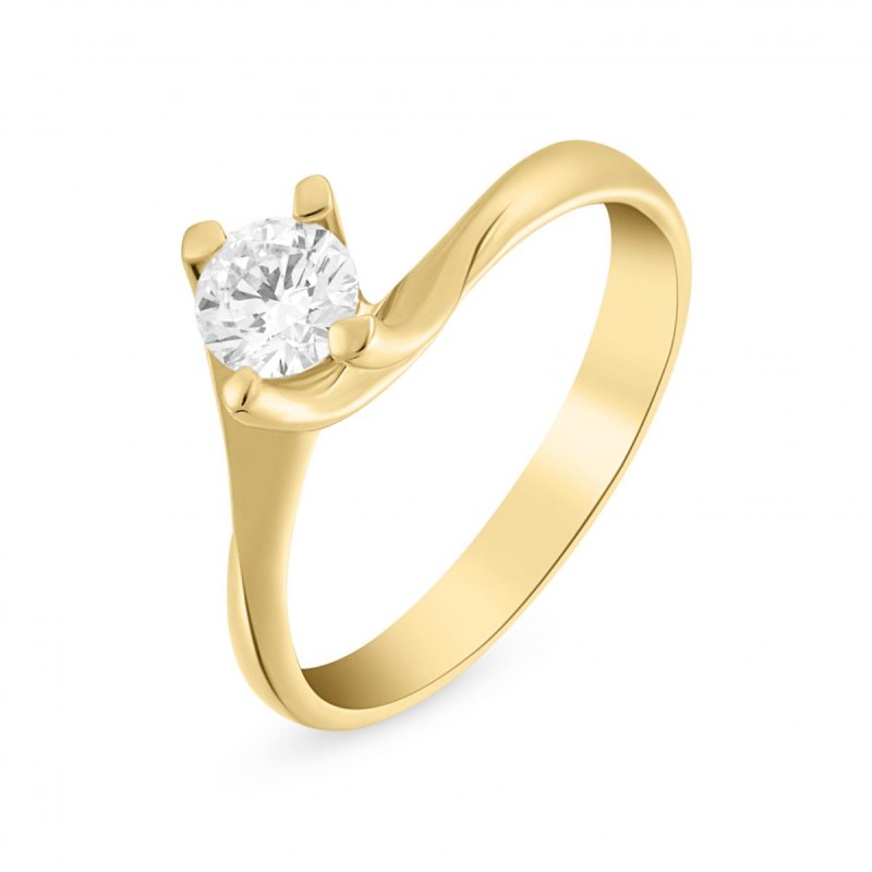 18k yellow gold 0.41 ct. flame design diamond solitaire ring 90402377372070 c44aae34dd
