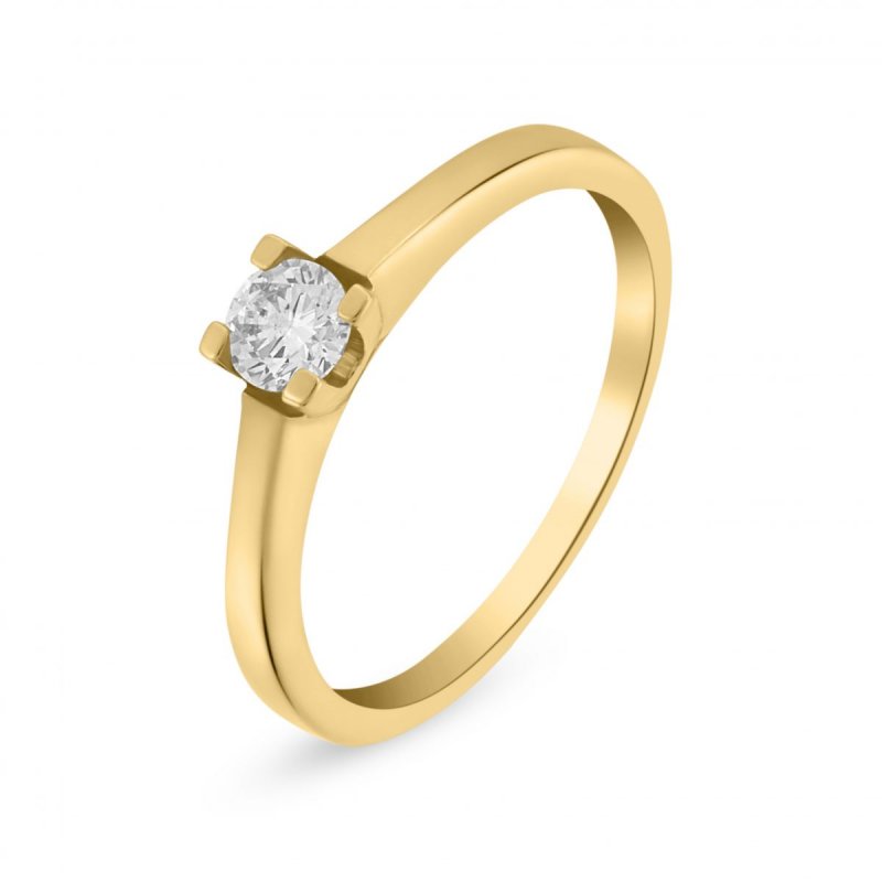 18ct Yellow Gold Low Profile Diamond Solitaire Ring 0.24 ct
